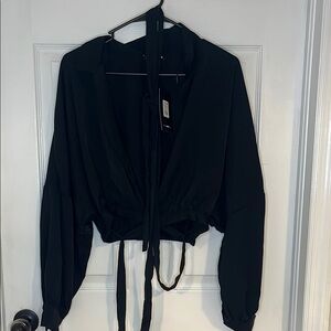 Fashion Nova Black Wrap Blouse